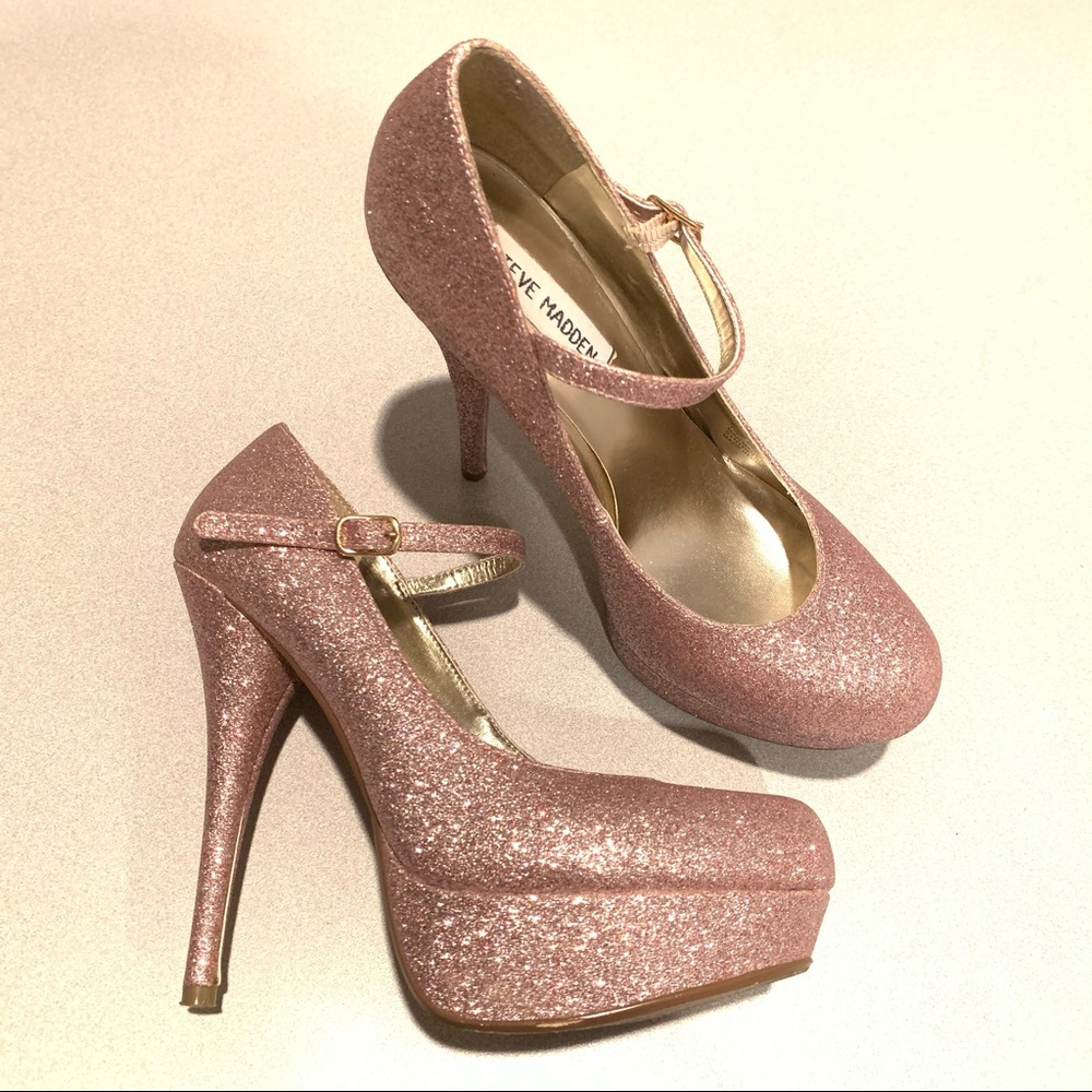 Sparkly Pink Steve Madden Pumps Heels Straps
